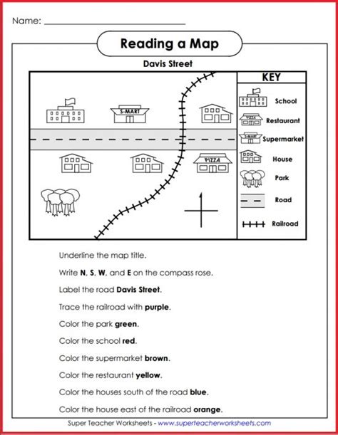 reading a map worksheet kindergarten